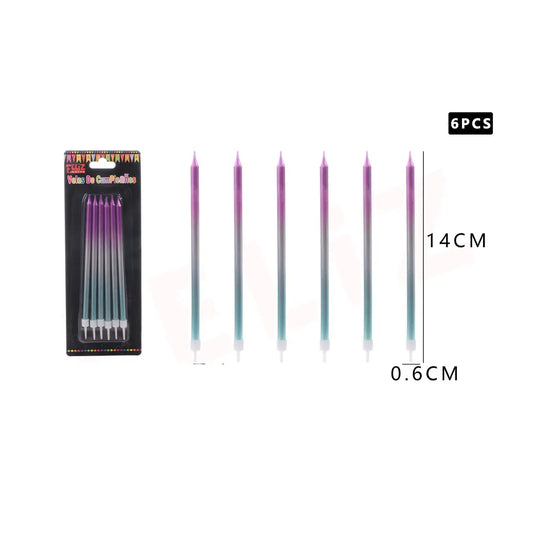 VELAS COLORES DEGRADADOS FUCSIA/BLANCO/CELESTE X6U
