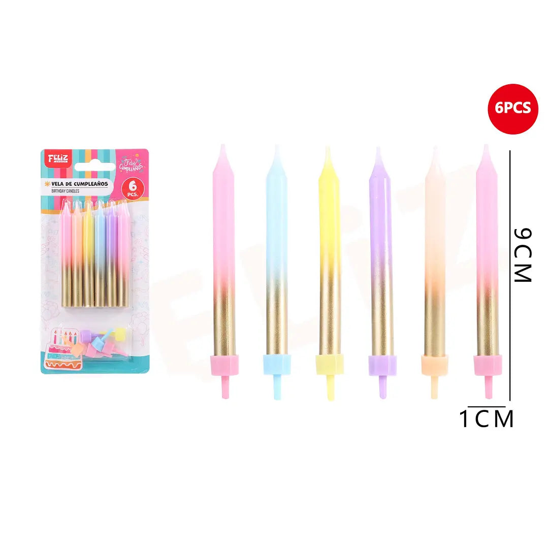 VELAS COLORES DEGRADADOS MIXTO/DORADO X6U