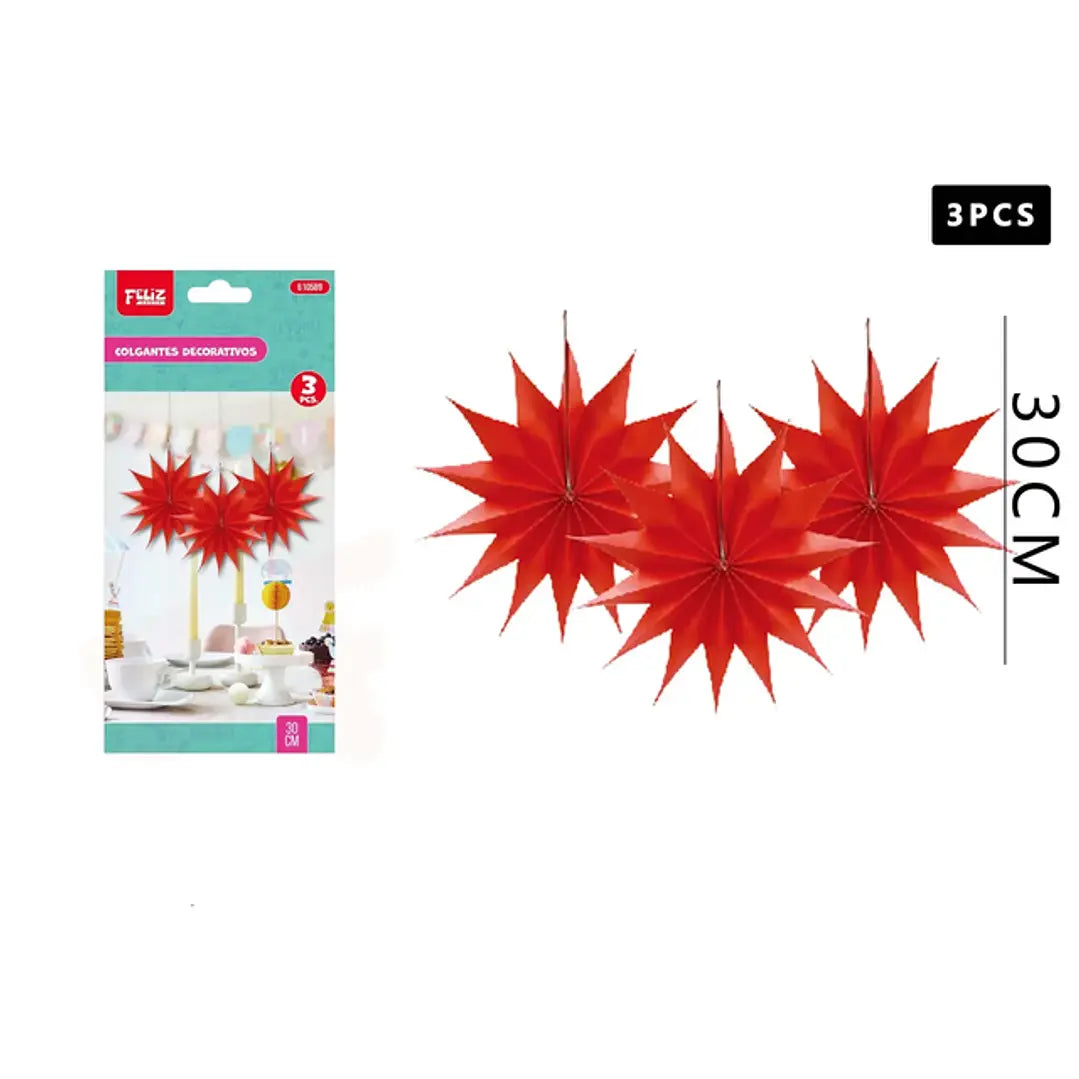 GUIRNALDA DECORATIVA ROJA 30CM X3U