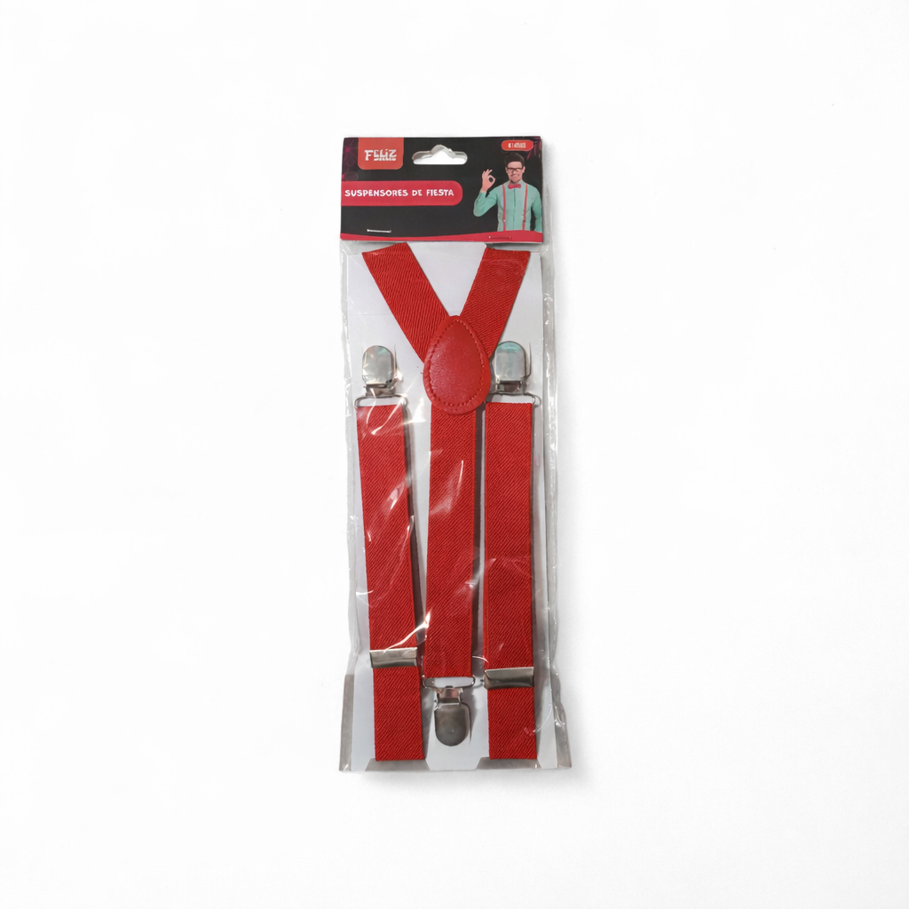 SUSPENDORES DE FIESTA ROJO X1U