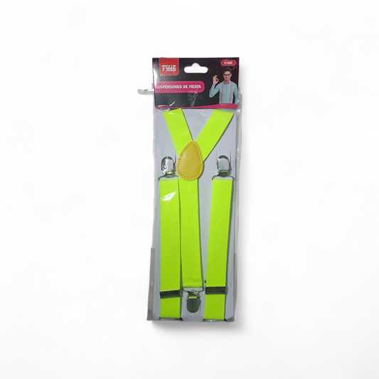 SUSPENDORES DE FIESTA FLUOR AMARILLO X1U