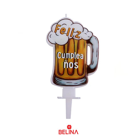 VELA FRASE FELIZ CUMPLEAÑOS CERVEZA X1U