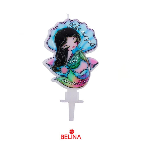 VELA FRASE FELIZ CUMPLEAÑOS TEMATICA SIRENITA X1U