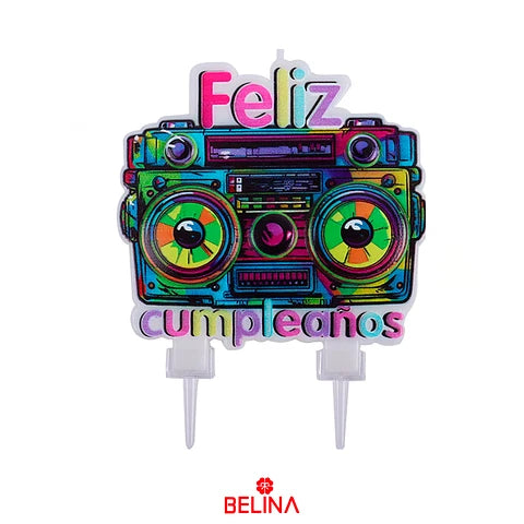 VELA FRASE FELIZ CUMPLEAÑOS RADIO COLORIDA X1U