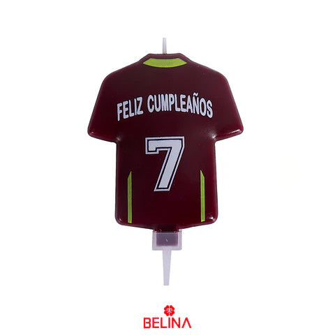 VELA CAMISETA DE FUTBOL BURDEO 7X12CM X1U