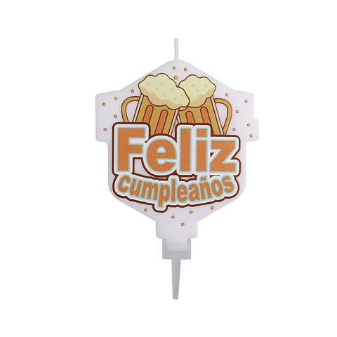 VELA FRASE FELIZ CUMPLEAÑOS CERVEZAS X1U