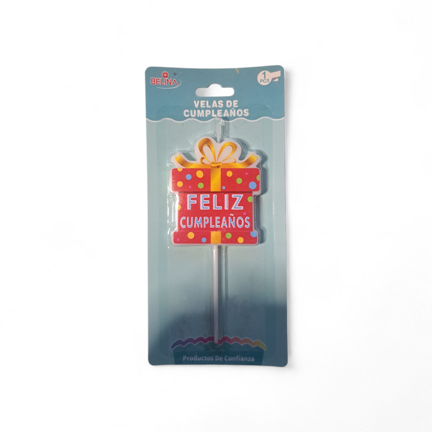 VELA FRASE FELIZ CUMPLEAÑOS CAJA DE REGALO ROJA X1U