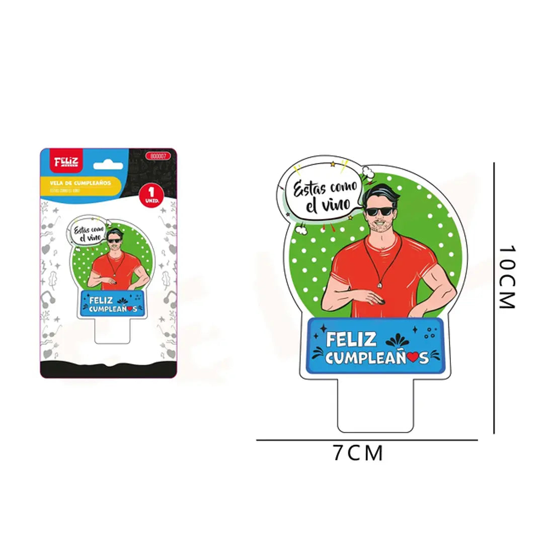 VELA FRASE FELIZ CUMPLEAÑOS "ESTAS COMO EL VINO" HOMBRE X1U