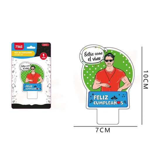 VELA FRASE FELIZ CUMPLEAÑOS "ESTAS COMO EL VINO" HOMBRE X1U