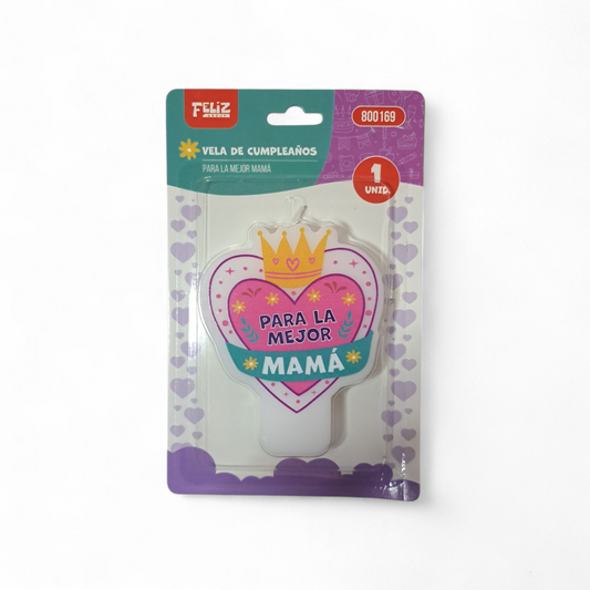 VELA FRASE "PARA LA MEJOR MAMÁ" X1U