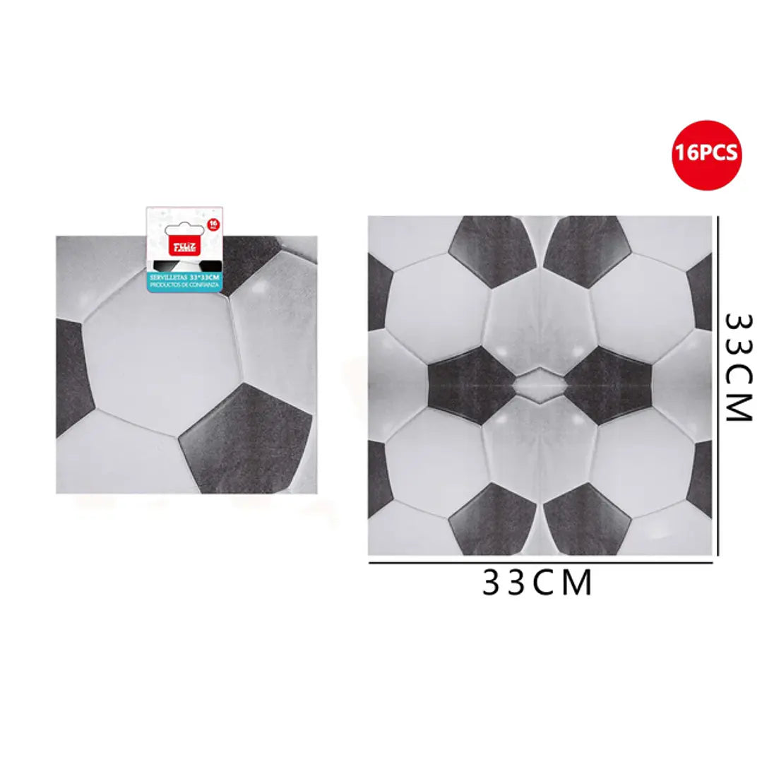 SERVILLETAS DE FÚTBOL 33*33CM X16U