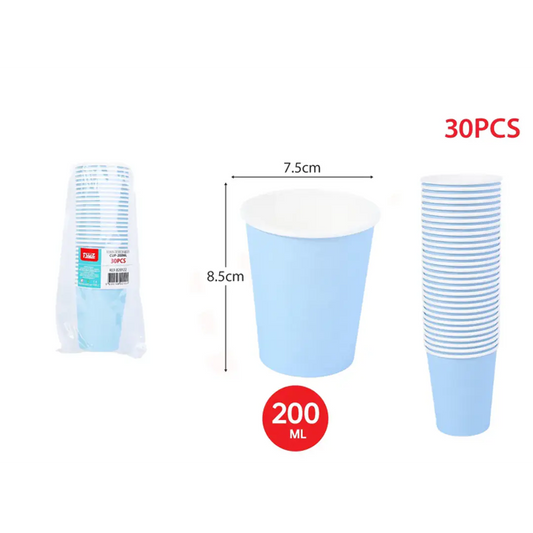 VASOS DE PAPEL CELESTE 200ML X30U