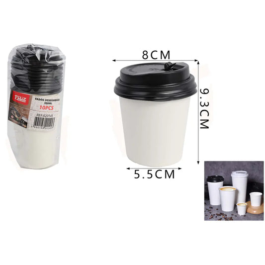 VASOS CAFE DESECHABLES 200ML X10U