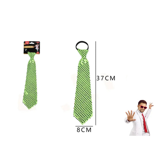 CORBATA DE FIESTA LENTEJUELA VERDE FLOUR 8*37CM X1U
