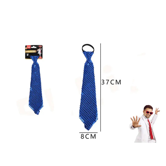 CORBATA DE FIESTA LENTEJUETLA AZUL 8*37CM X1U