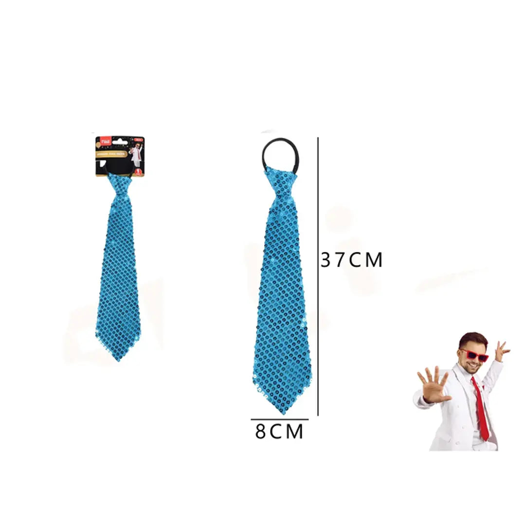 CORBATA DE FIESTA LENTEJUETLA CELESTE 8*37CM X1U