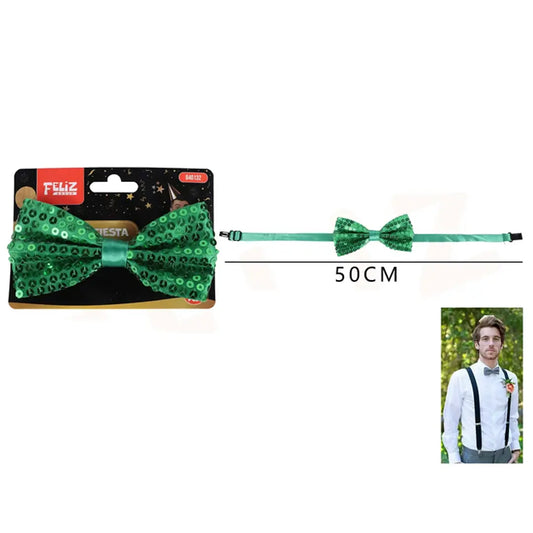 CORBATIN DE FIESTA LENTEJUELA VERDE 50CM X1U