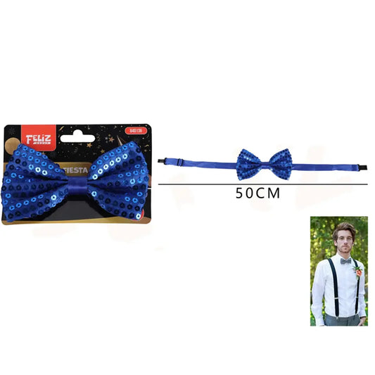 CORBATIN DE FIESTA LENTEJUELA AZUL 50CM X1U