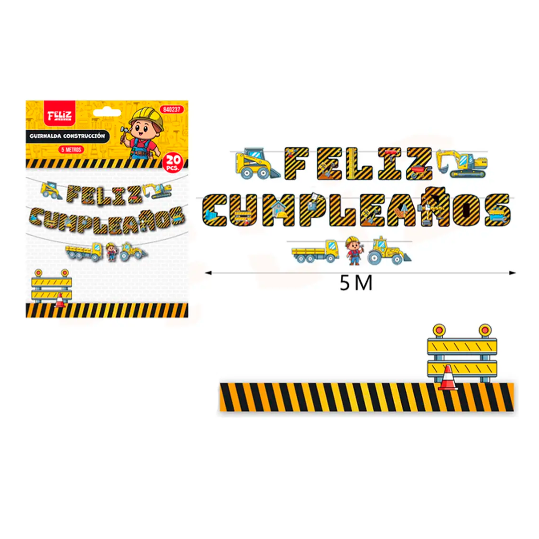GUIRNALDA LETRAS DE FELIZ CUMPLEAÑOS CONSTRUCCION 5M X1U