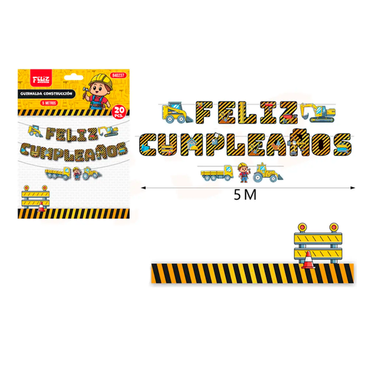 GUIRNALDA LETRAS DE FELIZ CUMPLEAÑOS CONSTRUCCION 5M X1U