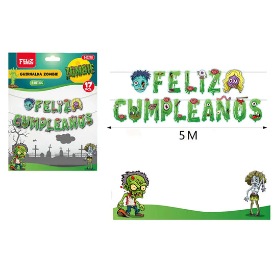 GUIRNALDA FELIZ CUMPLEANOS ZOMBIE 5M X1U