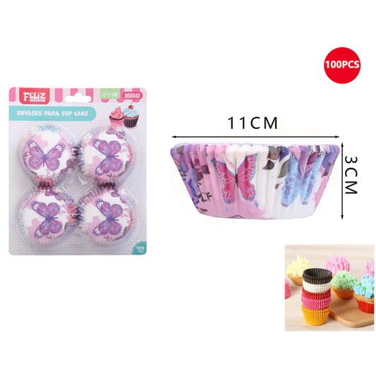 ENVASES CUP CAKE MARIPOSA X100U