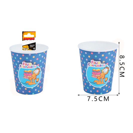 VASO DE PAPEL/GARFIELD 250ML X6U