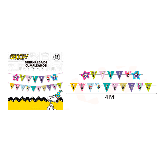 GUIRNALDA DE CUMPLEANOS SNOOPY 4M 17PCS