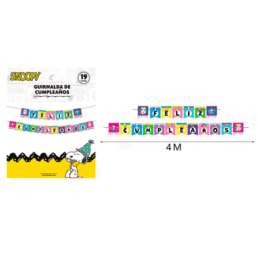GUIRNALDA DE CUMPLEANOS SNOOPY 4M 19PCS