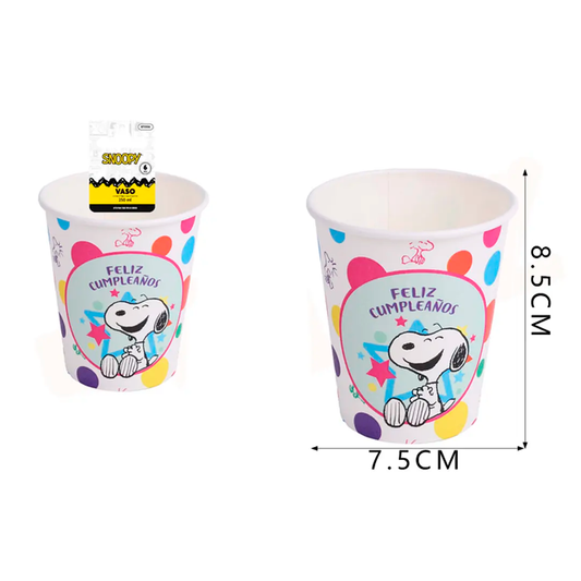 VASO DE PAPEL SNOOPY 250ML X6U