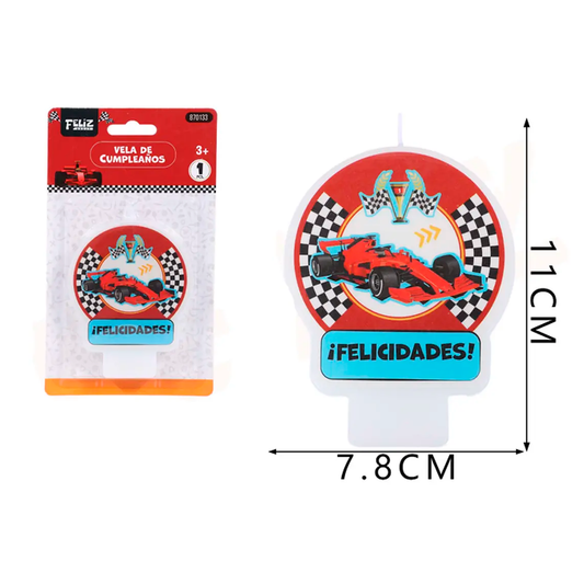 VELA FELICIDADES AUTOS CARRERA X1U