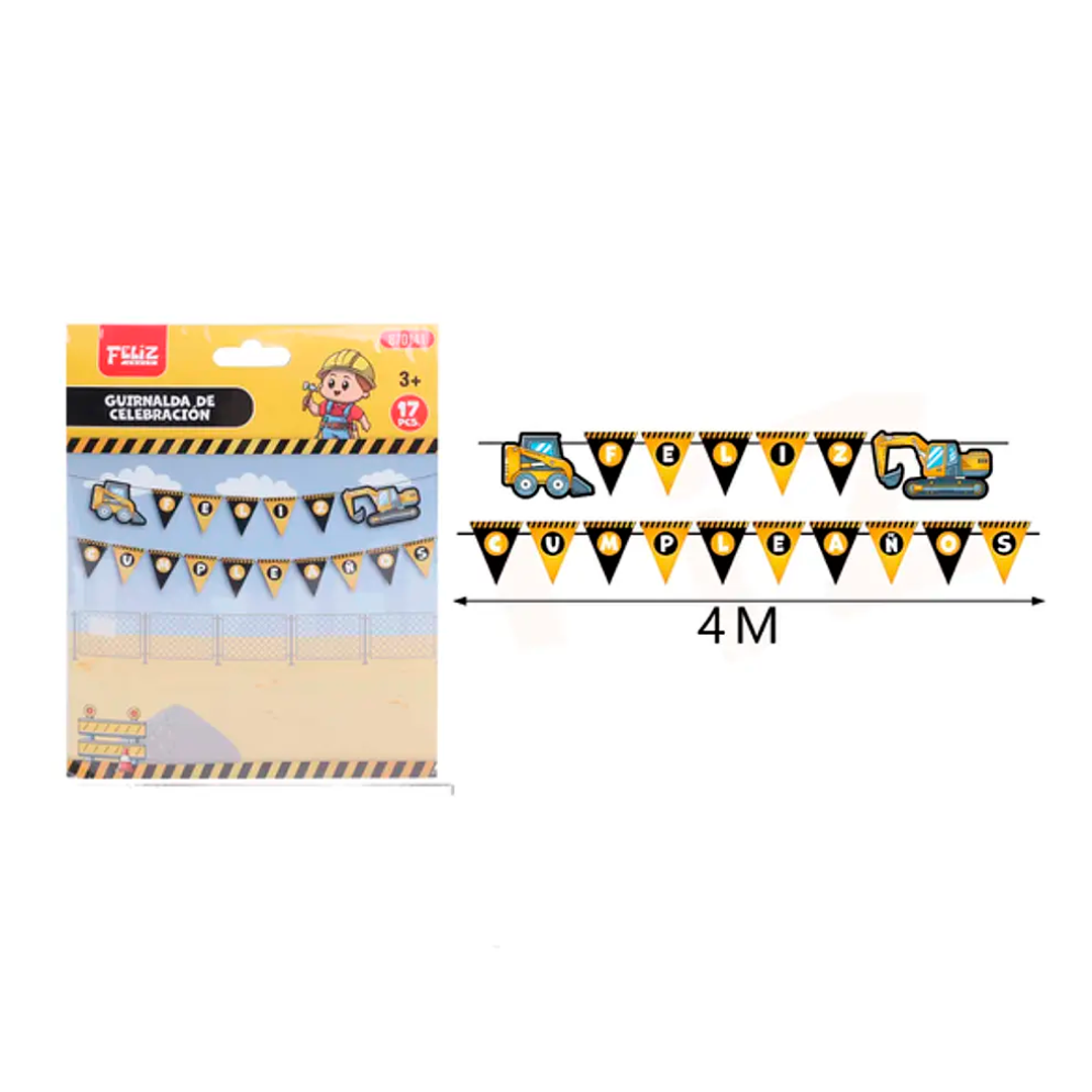 GUIRNALDA TRIANGULAR DE FELIZ CUMPLEAÑOS CONSTRUCCION 4M X1U