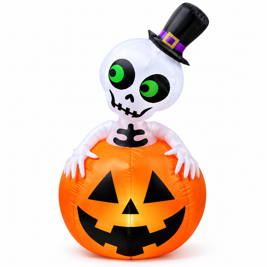 DECO CALABAZA ESQUELETO INFLABLE LED 150CM