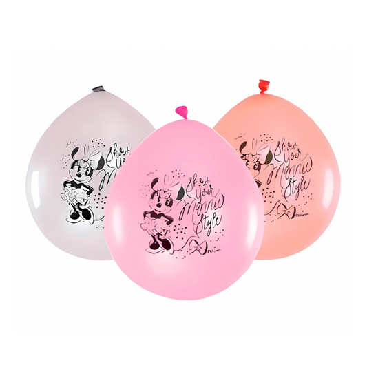 SET GLOBOS LÁTEX IMPRESIÓN MINNIE JUVENIL X12U