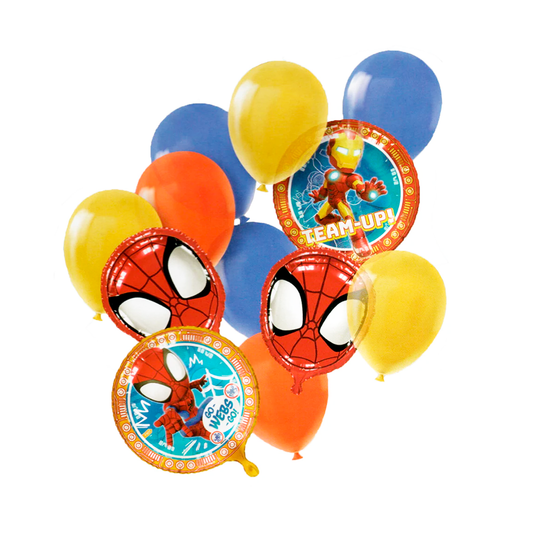 BOUQUET GLOBOS: LISOS, CONFETI Y ALUMINIO SPIDEY X12U