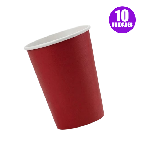 VASO POLIPAPEL ROJO 10U