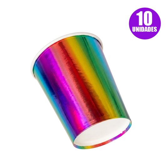 VASO POLIPAPEL METALIZADO 10 U TORNASOL/DORADO