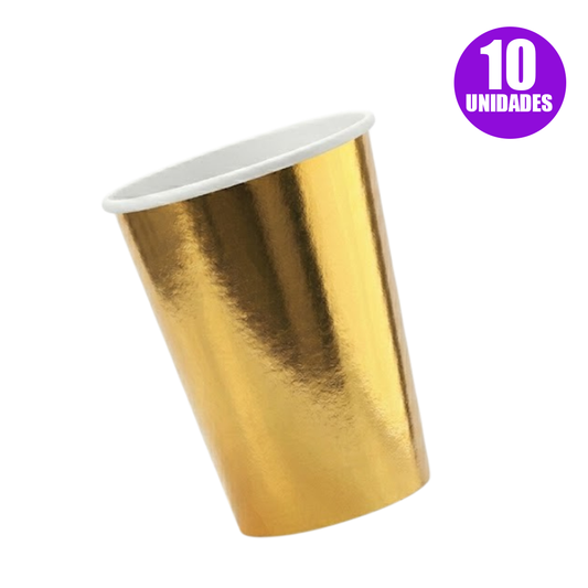 VASO POLIPAPEL METALIZADO 10 U DORADO