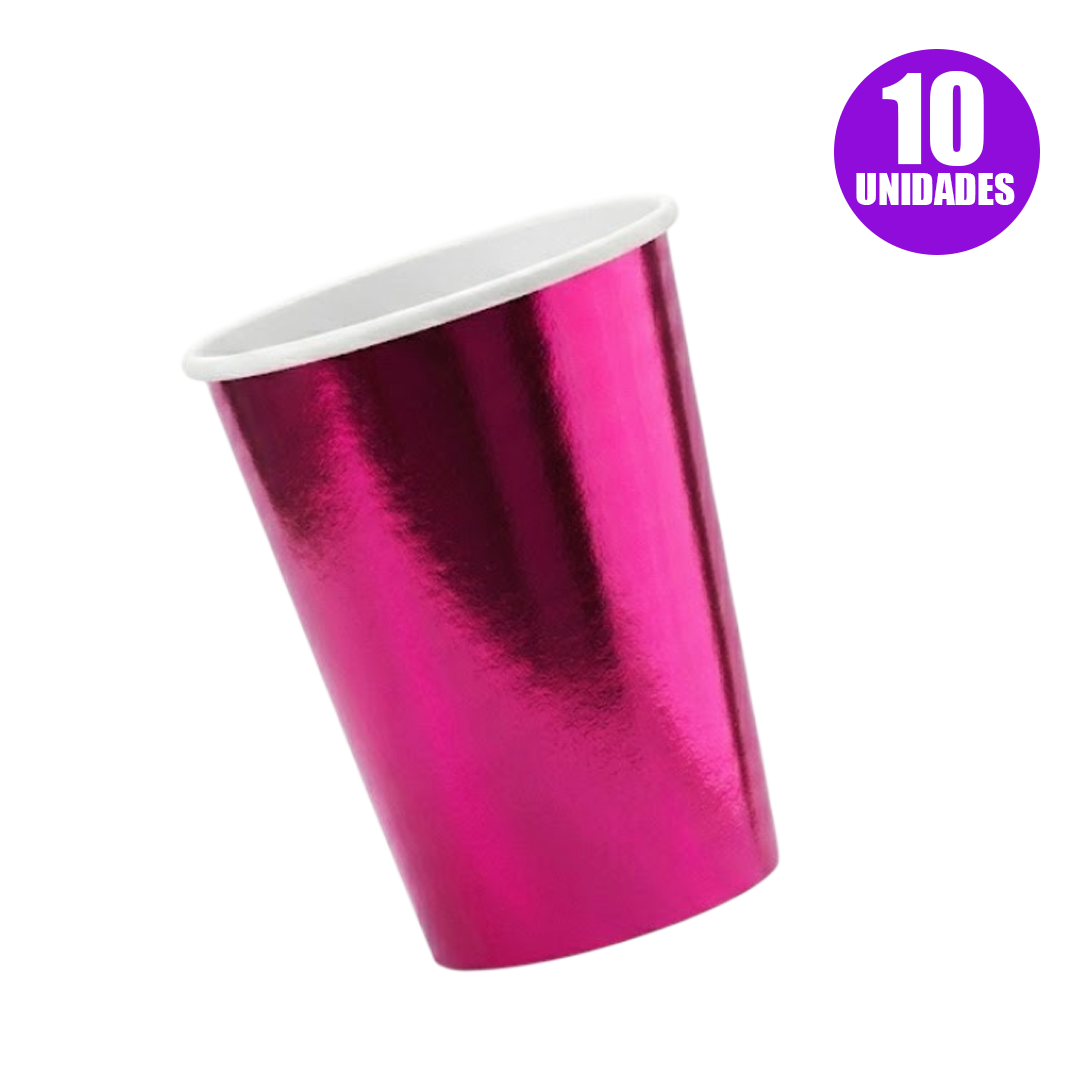 VASO POLIPAPEL METALIZADO 10 U FUCSIA