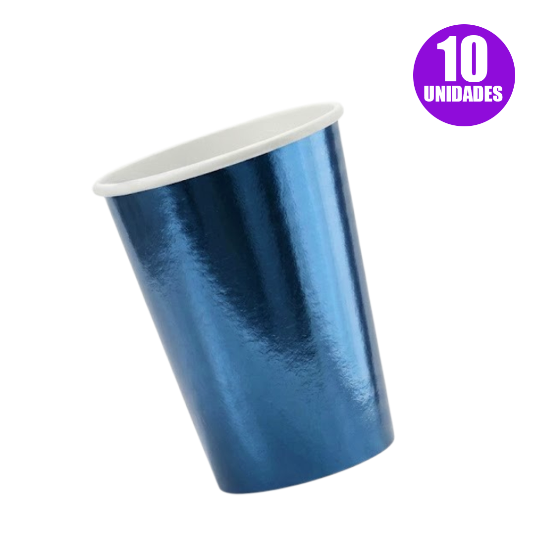 VASO AZUL MET. FUNNY POLIPAPEL 230CC X10