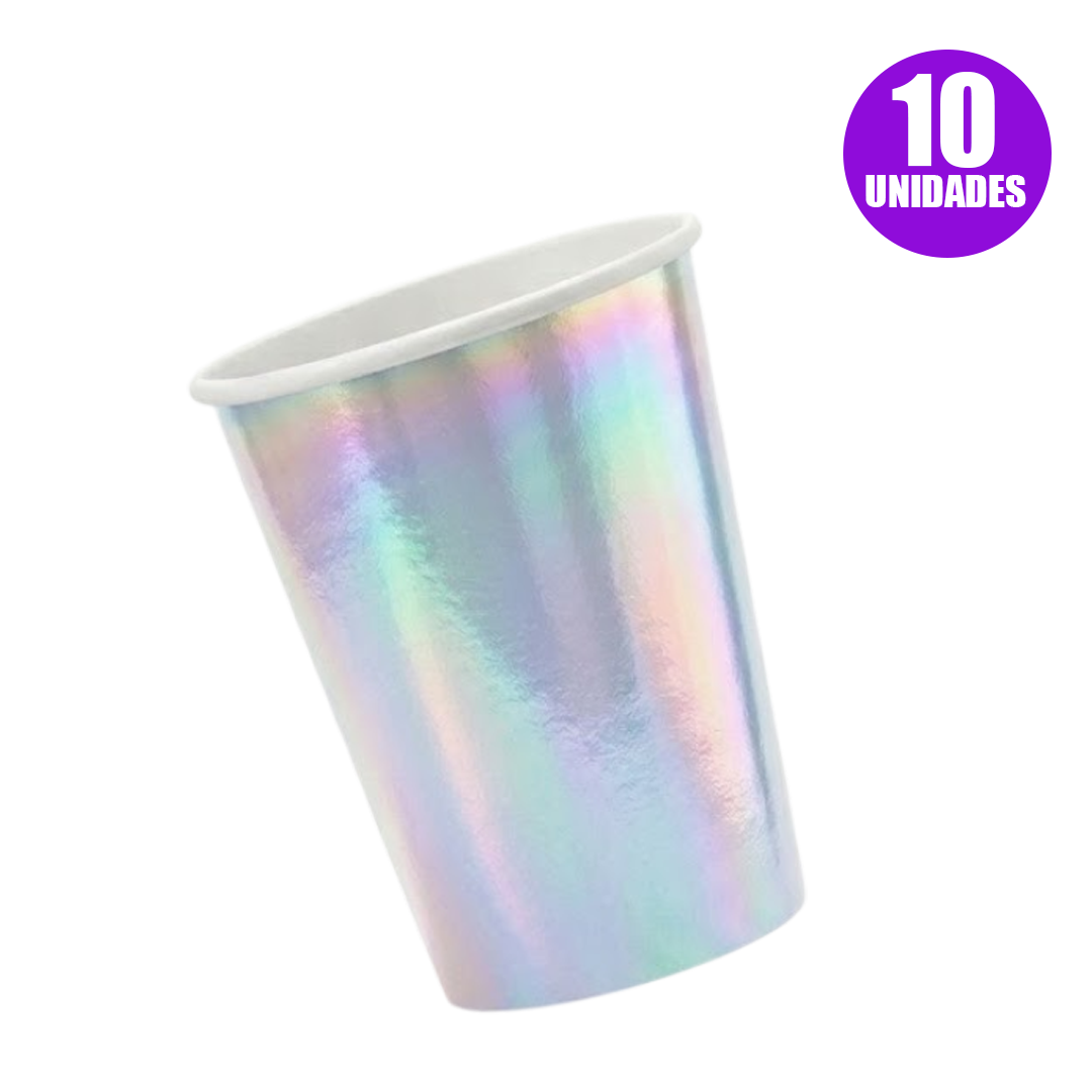 VASO POLIPAPEL METALIZADO 10 U 7OZ IRIDICENTE