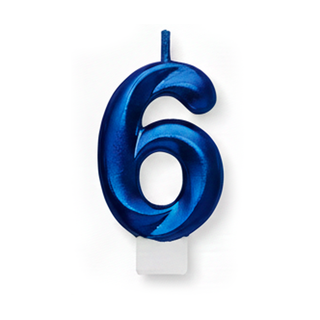 VELA CROMADA AZUL N°6