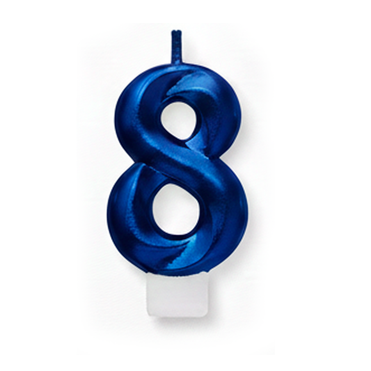 VELA CROMADA AZUL N°8