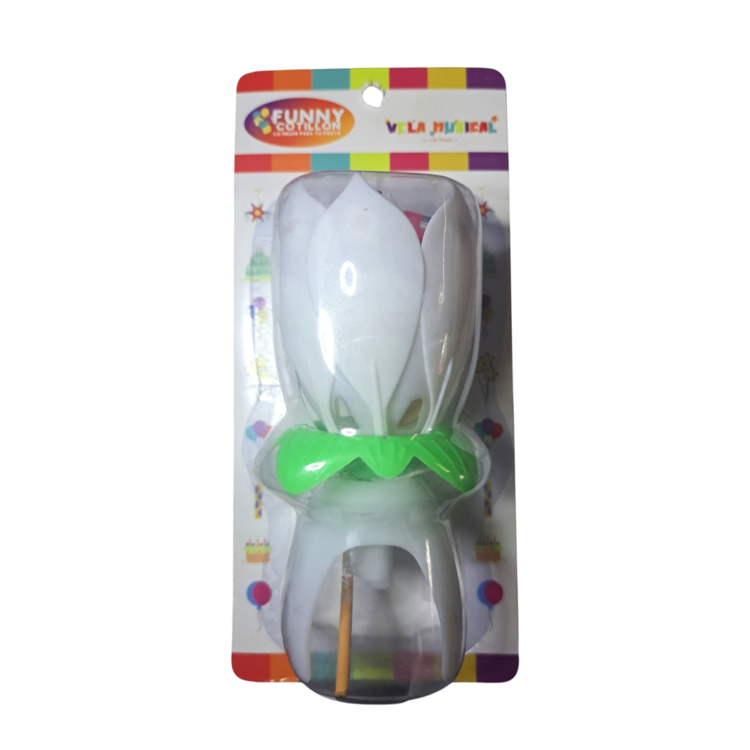 VELA FLOR MUSICAL BLANCO