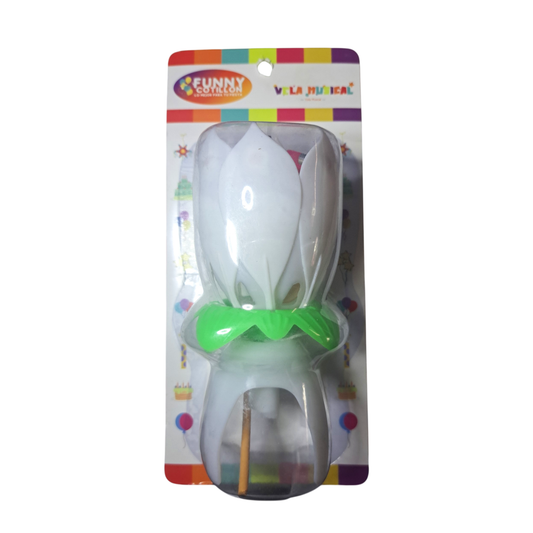 VELA FLOR MUSICAL BLANCO
